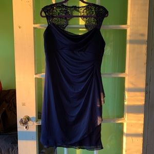 Scarlett Navy Blue Dress Open Lace Back Cut Out Size 16